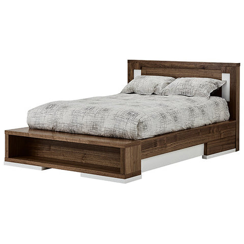 Lit plateforme Industrie Villageois noyer et blanc