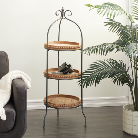 Étagère décorative bois et métal