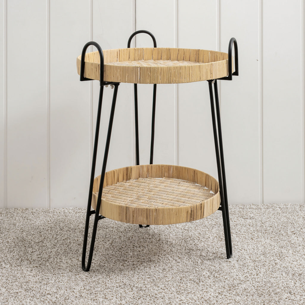 Table de bout Saty bois naturel et rotin Table de bout Saty bois naturel et rotin