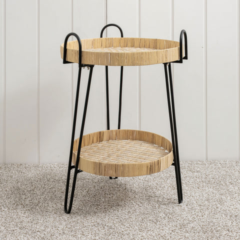 Table de bout Saty bois naturel et rotin