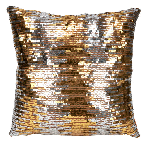 Coussin à paillettes dorées & argents
