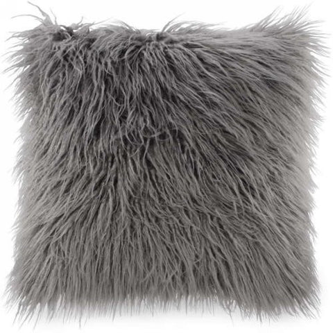 Coussin gris à longs poils